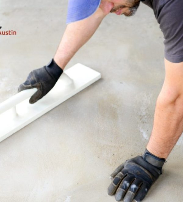 person polishing concrete floor