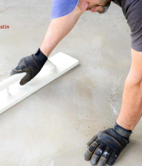 person polishing concrete floor